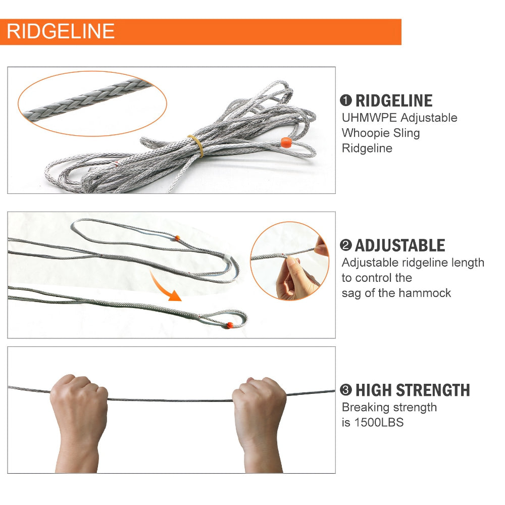 Adjustable Hammock Ridgeline Whoopie Sling  | Onewind Outdoors