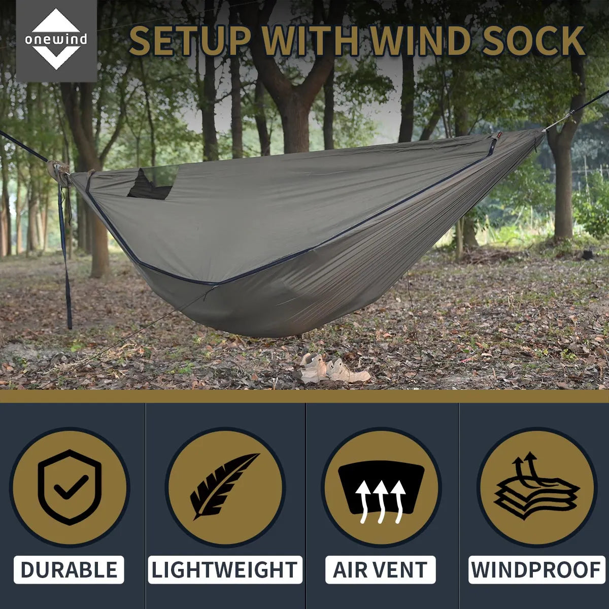 Airstream 11' Hammock with Detachable Zipper Bugnet and Wind Sock