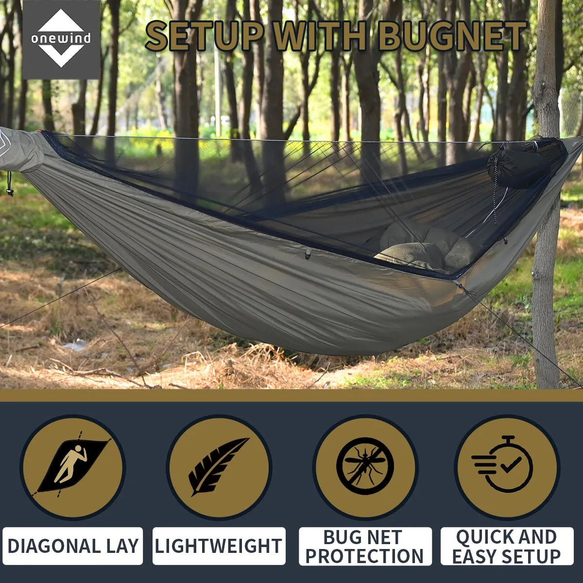 Airstream 11' Hammock with Detachable Zipper Bugnet and Wind Sock