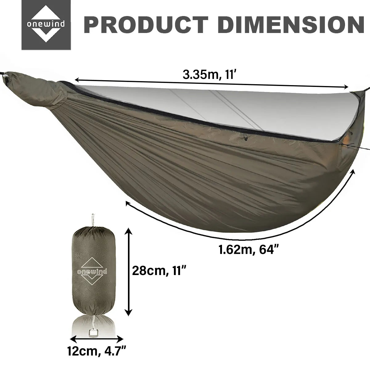 Airstream 11' Hammock with Detachable Zipper Bugnet and Wind Sock