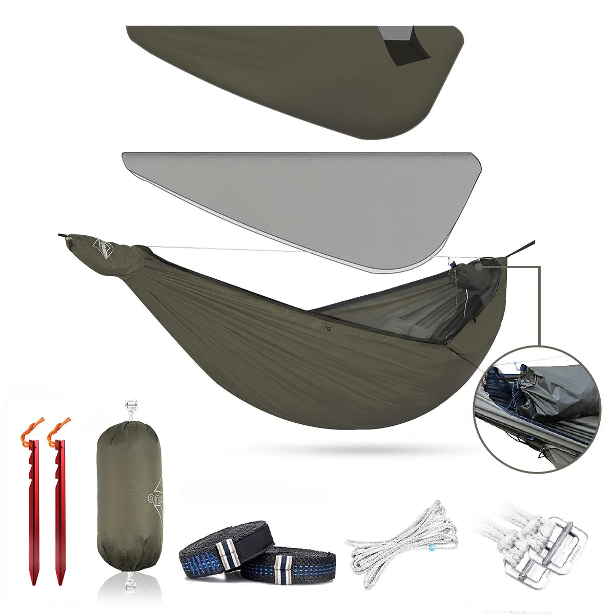 Airstream 11' Hammock with Detachable Zipper Bugnet and Wind Sock