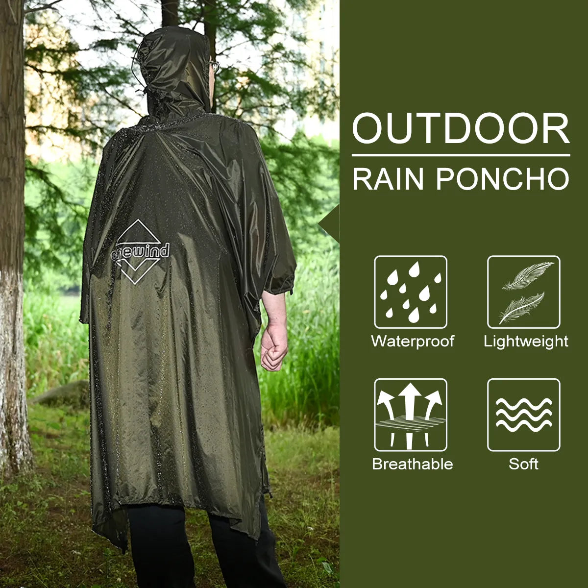 Extended-Length Ultralight Rain Poncho