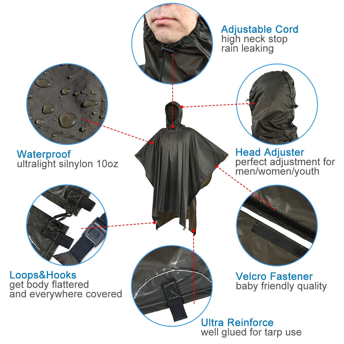 Extended-Length Ultralight Rain Poncho