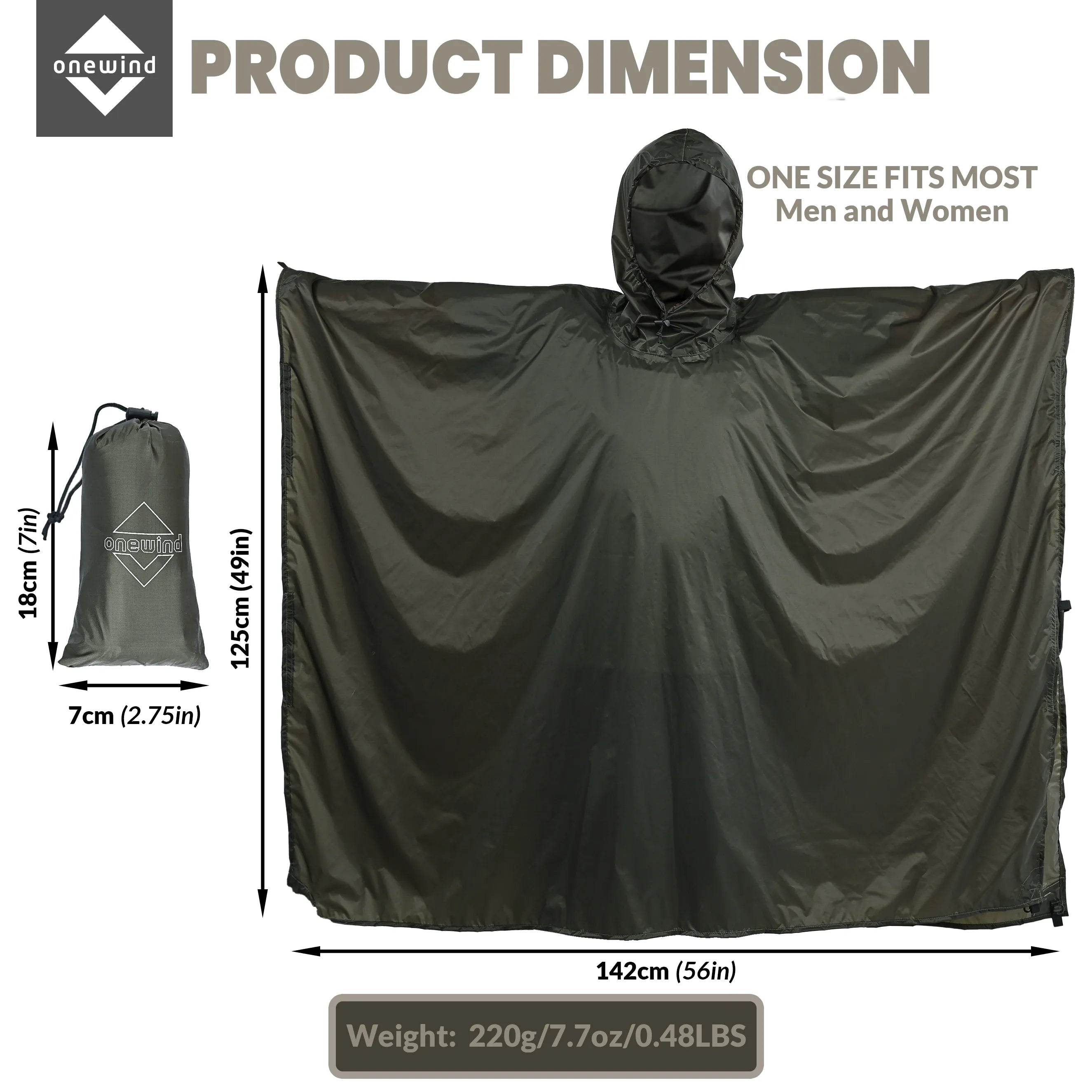 Extended-Length Ultralight Rain Poncho