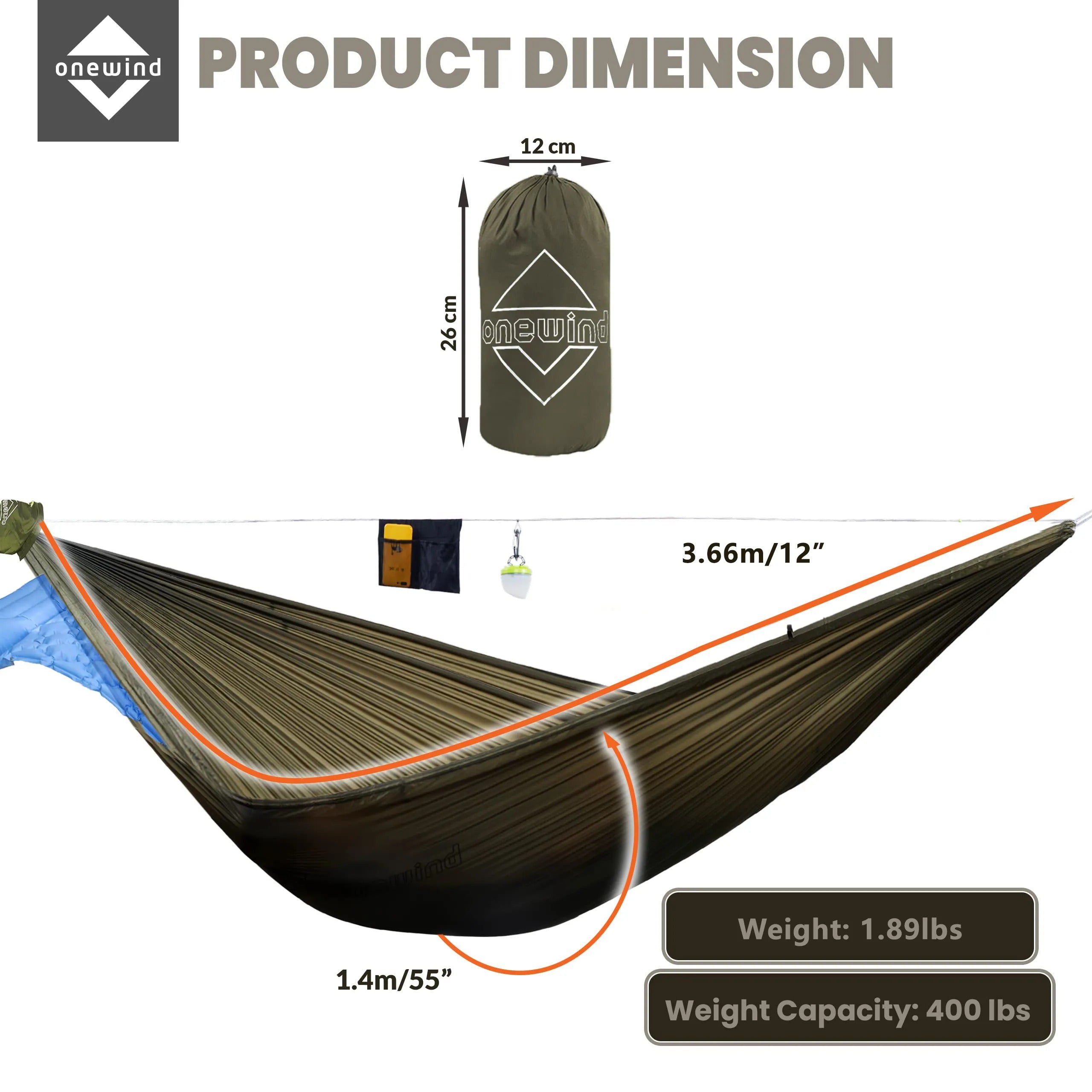 Vortex 12' Double Layers Ultralight Camping Hammock